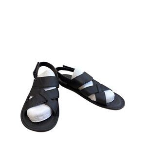 NDure Mens Black Leather Strap Sandals Size 11.5 SKU 8302